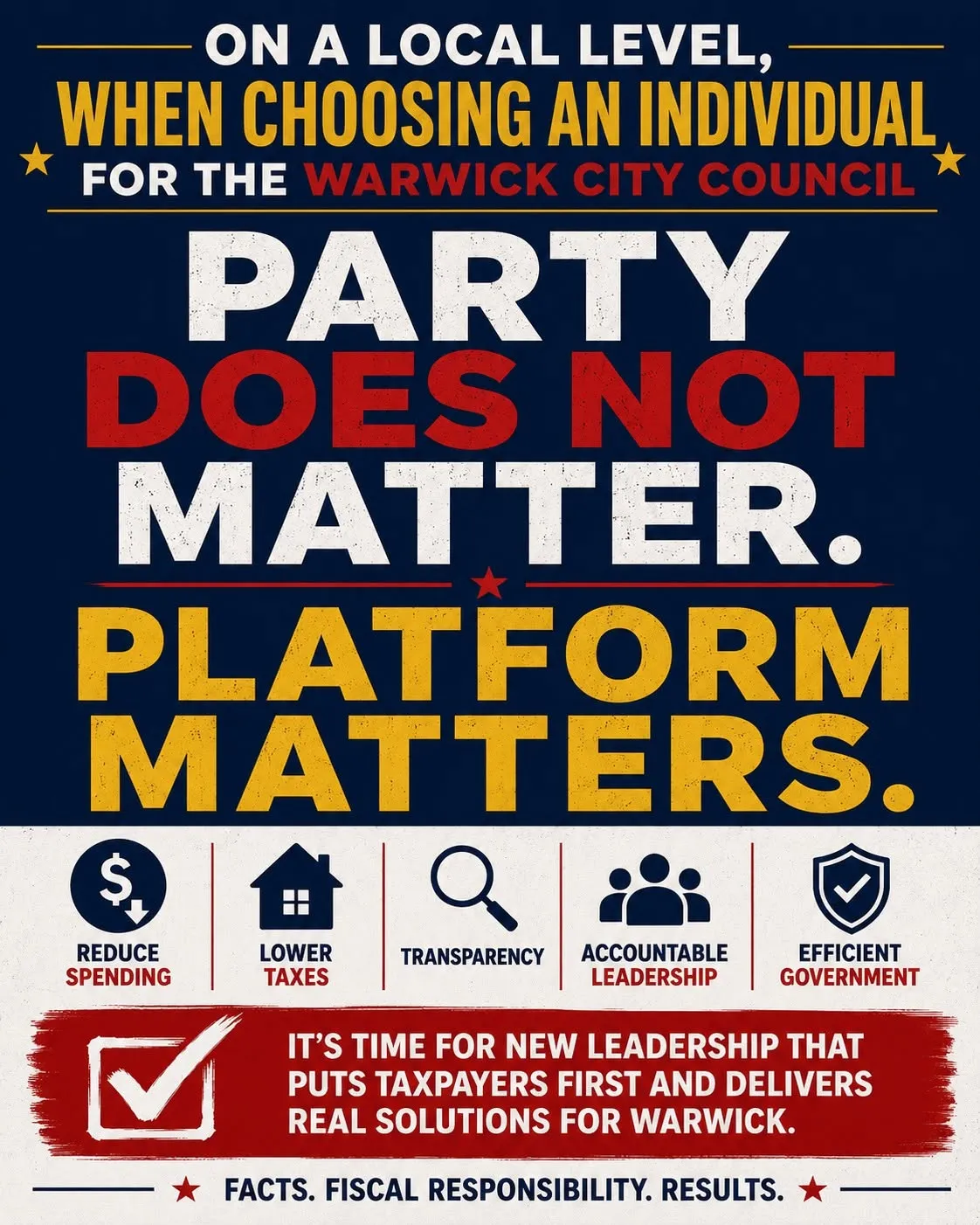 Party does not matter; a candidate's platform matters